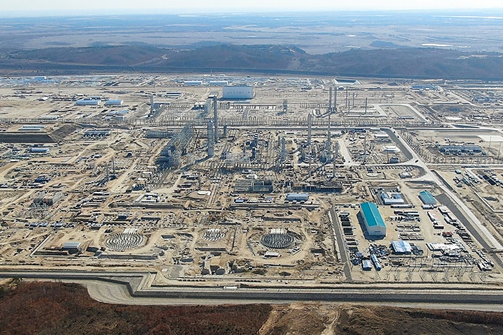 Noch weitgehend Baustelle: Gelände des ,,Amur Gas Chemical Complex“ im Frühjahr 2023 (Foto: Sibur)
