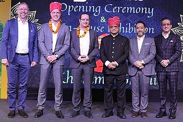 Offizielle Eröffnung des indischen Produktionsstandortes, u.a. mit CEO Christian Traumann (links; Foto: Multivac)