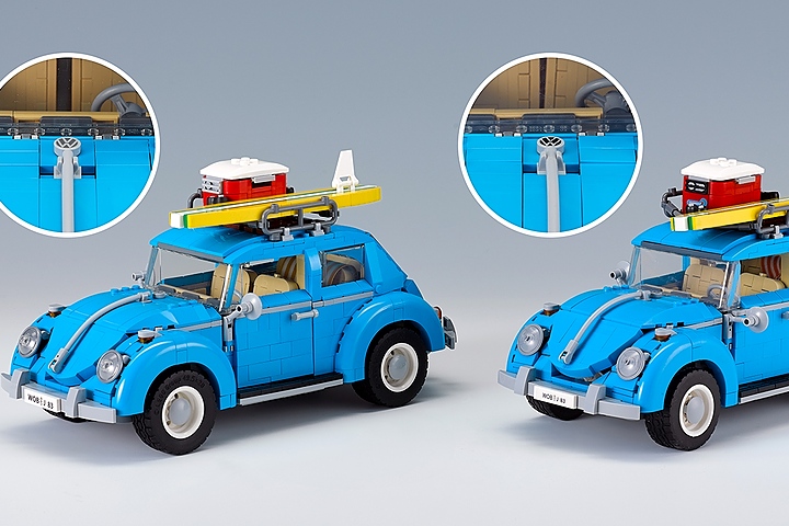 Preisträger: Spielbausatz „VW Käfer”. Links das Original, rechts die Fälschung (Fotos: Plagiarius)