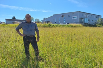 Auf der grünen Wiese: Hier will Geschäftsführer Steffen Autrenrieth den Neubau hochziehen (Foto: 1A Autenrieth)