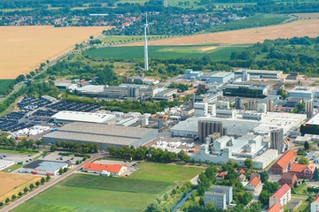 Aus dem Vogelperspektive: Produktionsstandort in Weißandt-Gölzau (Foto: Polifilm)